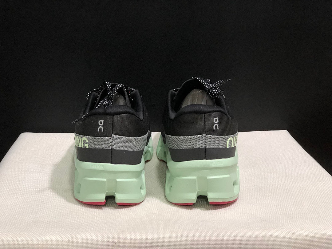 On Cloudmonster 2 Running Shoes, in Black and Mint Green - product image from the listing.