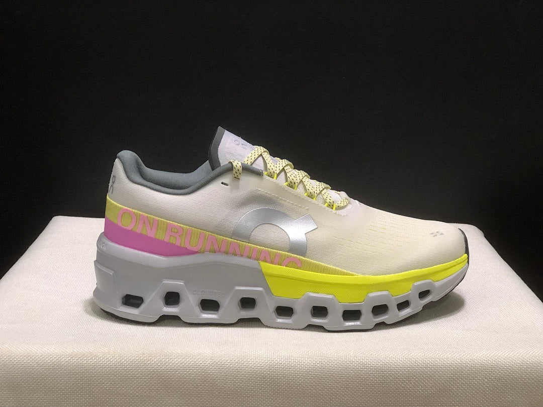 On Cloudmonster 2 Running Shoes, in Lime and White - product image from the listing.