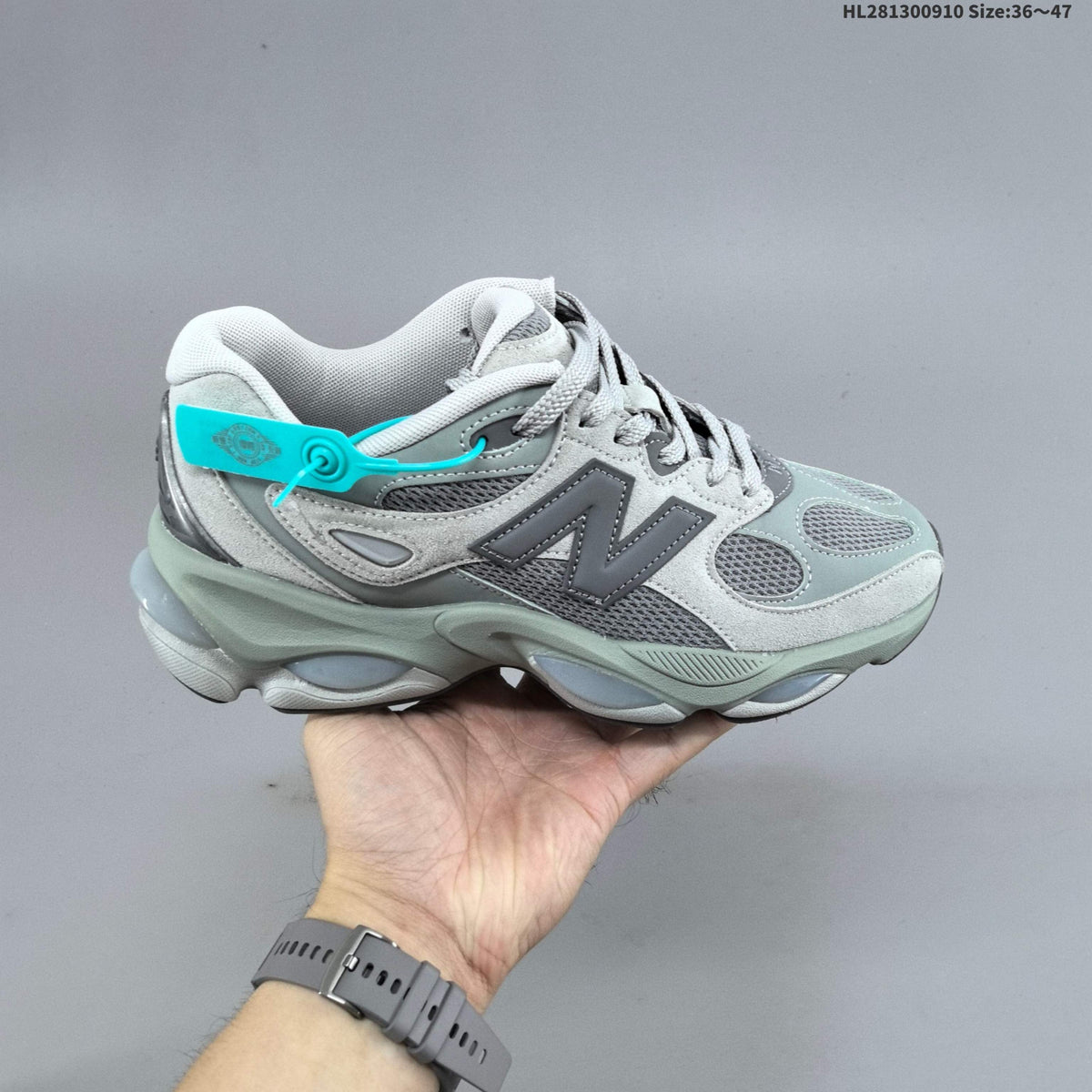 New Balance 983 Retro Trainers in Gray and Sage - product image from the listing.