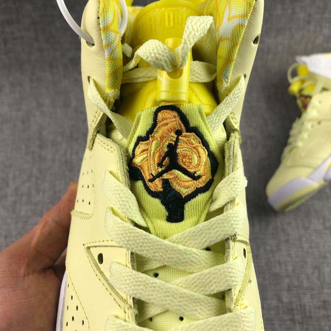 Air Jordan 6 Floral Yellow High-Top Sneakers - product image from the listing.