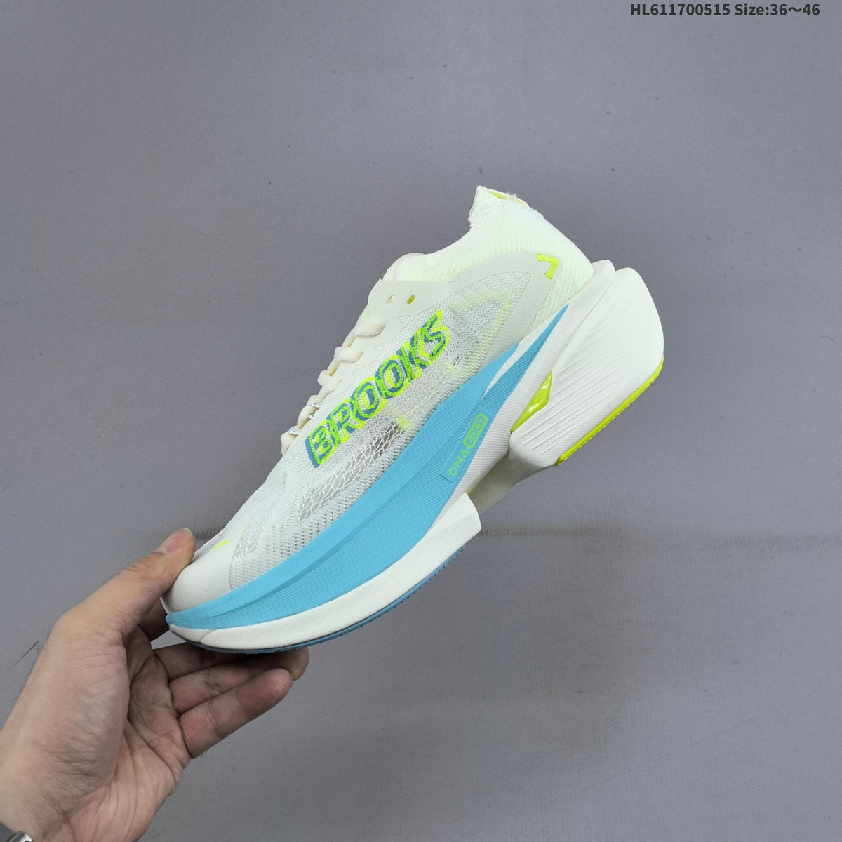 Brooks Hyperion Max 3 Running Shoes, in White and Blue - product image from the listing.