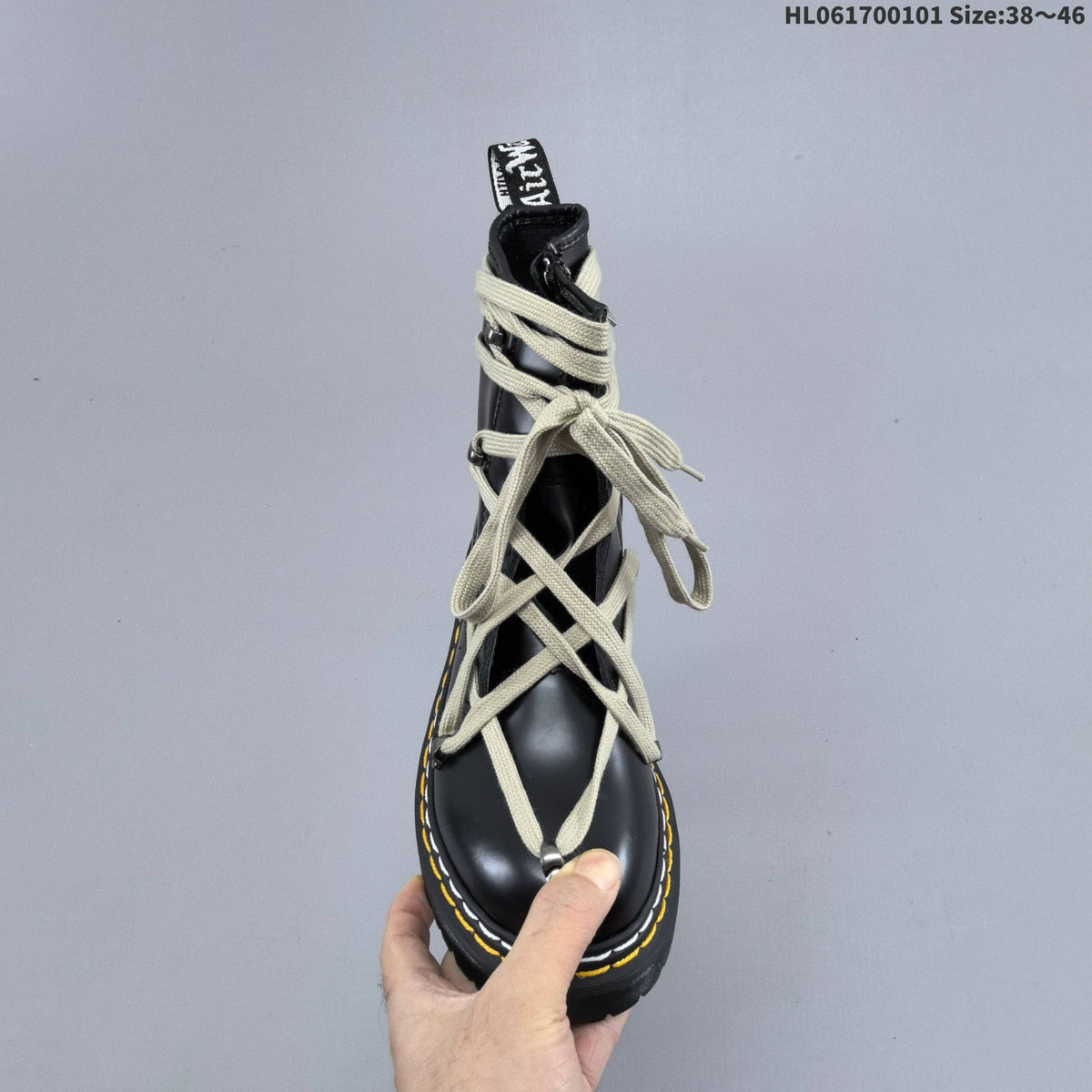 1460-Inspired Black Lace-Up Platform Boots by Dr. Martens - product image from the listing.
