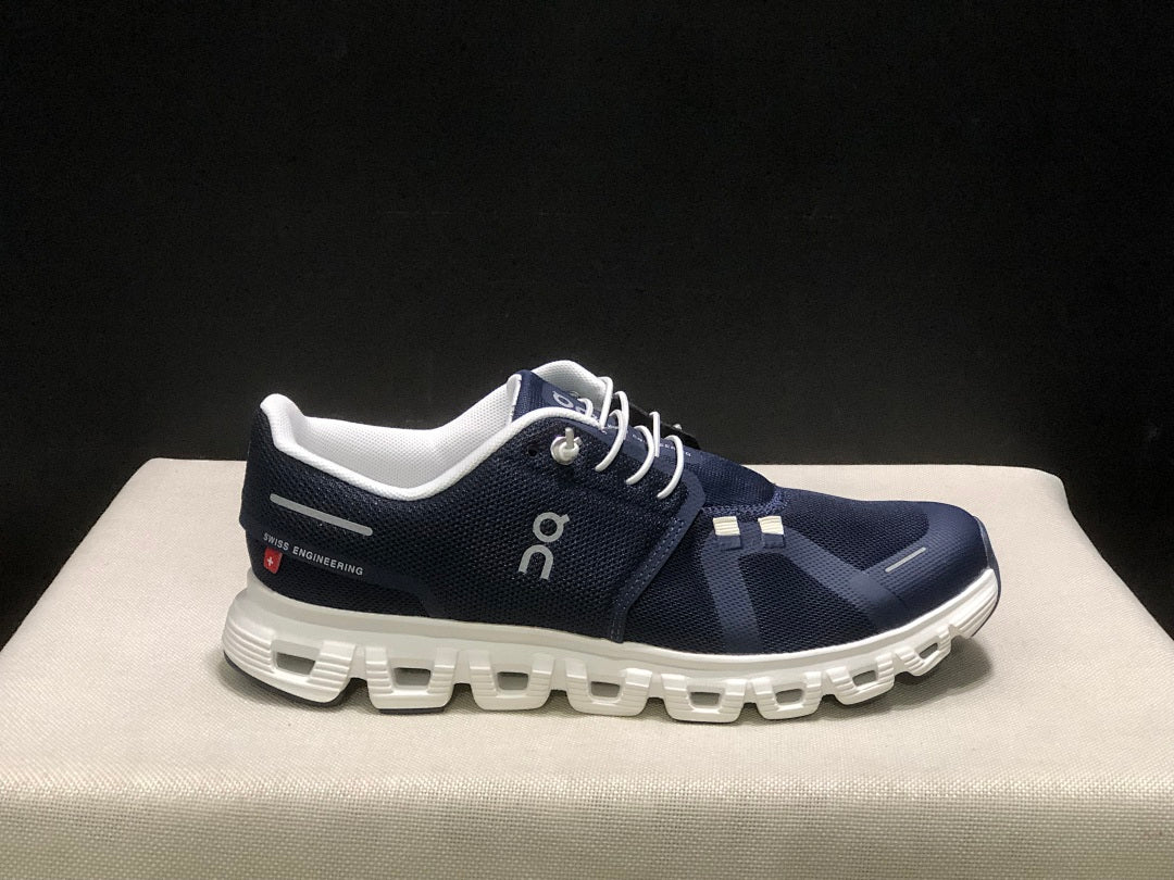 Navy and White On Cloud 6 Sneakers - product image from the listing.