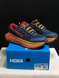 HOKA Skyline Float X Trail Sneakers in Navy Orange - product image from the listing.