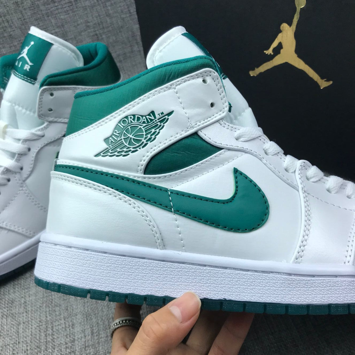 Air Jordan 1 Mid SE GC Mystic Sneakers in Green CD6759-103 - product image from the listing.