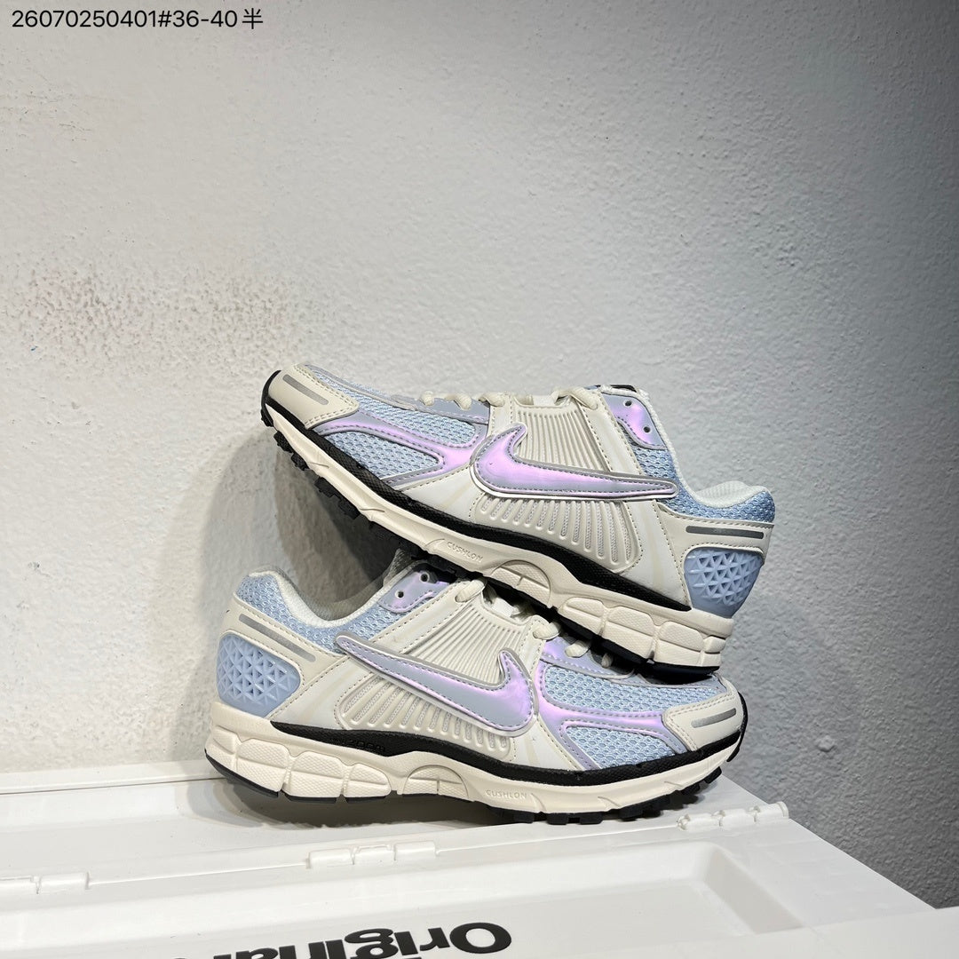 Nike Air Zoom Vomero 5 Trainers in Cream, Blue and Lavender - product image from the listing.