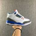 Women's Air Jordan 3 Retro White and Blue Sneakers - product image from the listing.
