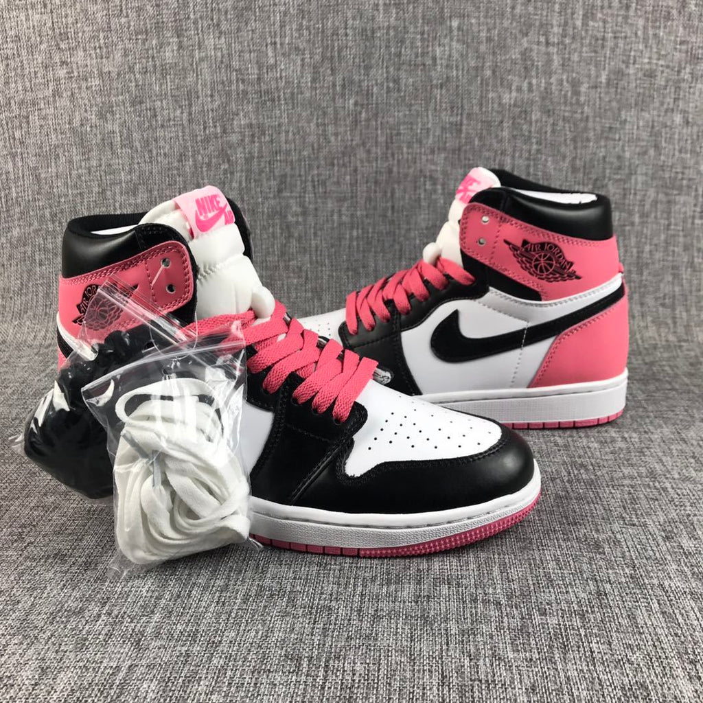 Air Jordan 1 High Sneakers Pink Black White 861428-101 - product image from the listing.