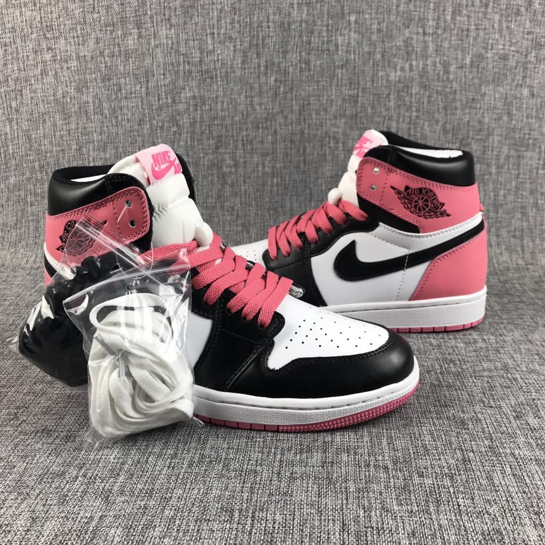 Air Jordan 1 High Sneakers Pink Black White 861428-101 - product image from the listing.