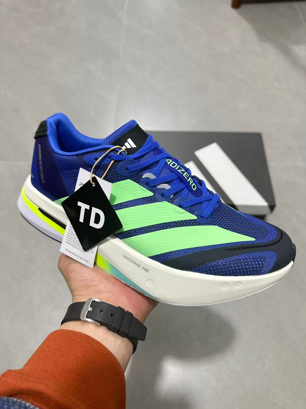Adidas Adizero Lightstrike Pro Running Shoes in Blue Green - product image from the listing.