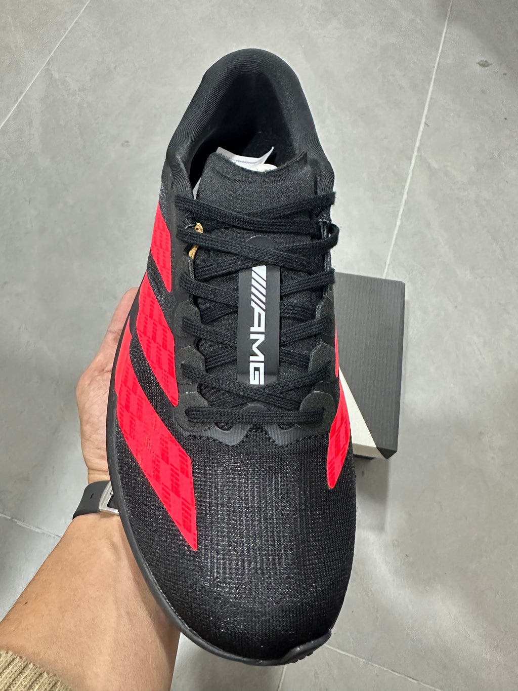 Adidas Lightstrike Pro AMG Running Shoes in Black and Red KH8832 - product image from the listing.