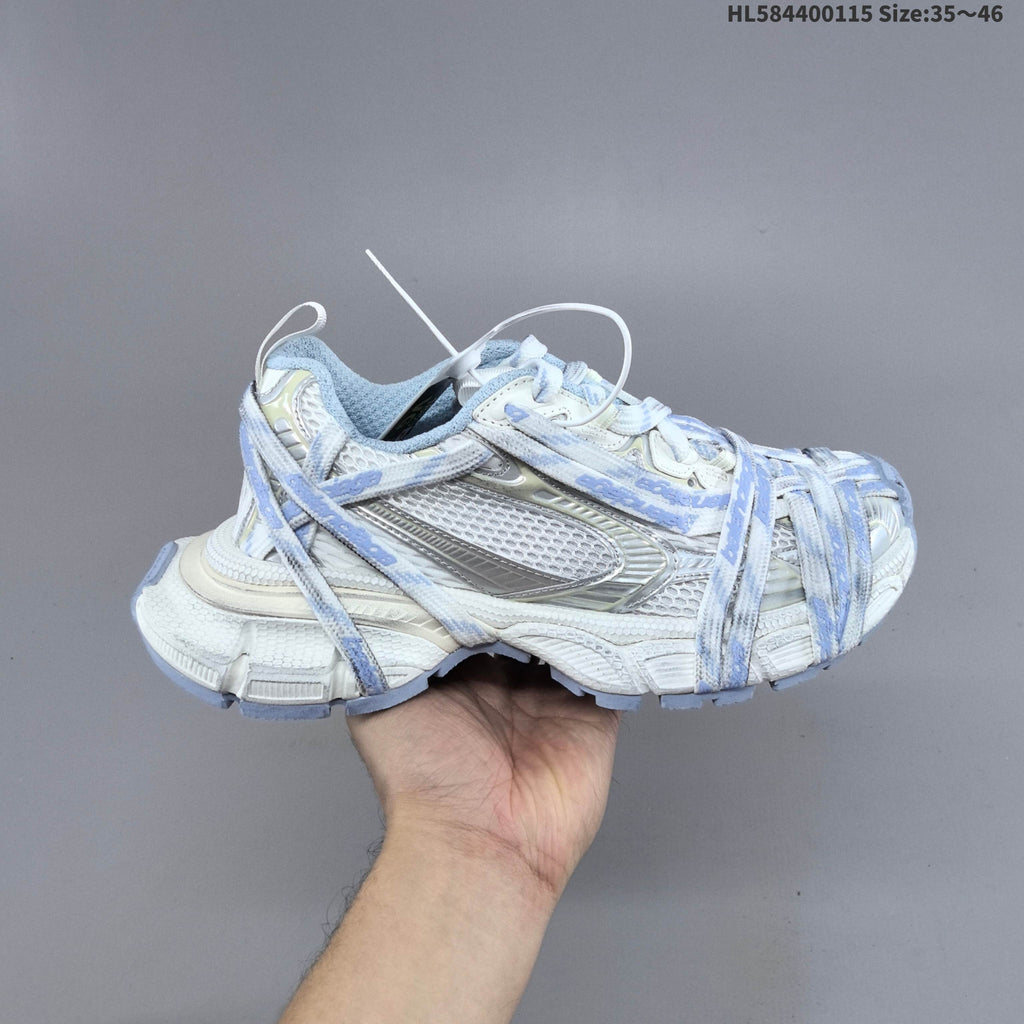 Balenciaga Phantom Trainers in White and Light Blue, Style 825597 - product image from the listing.
