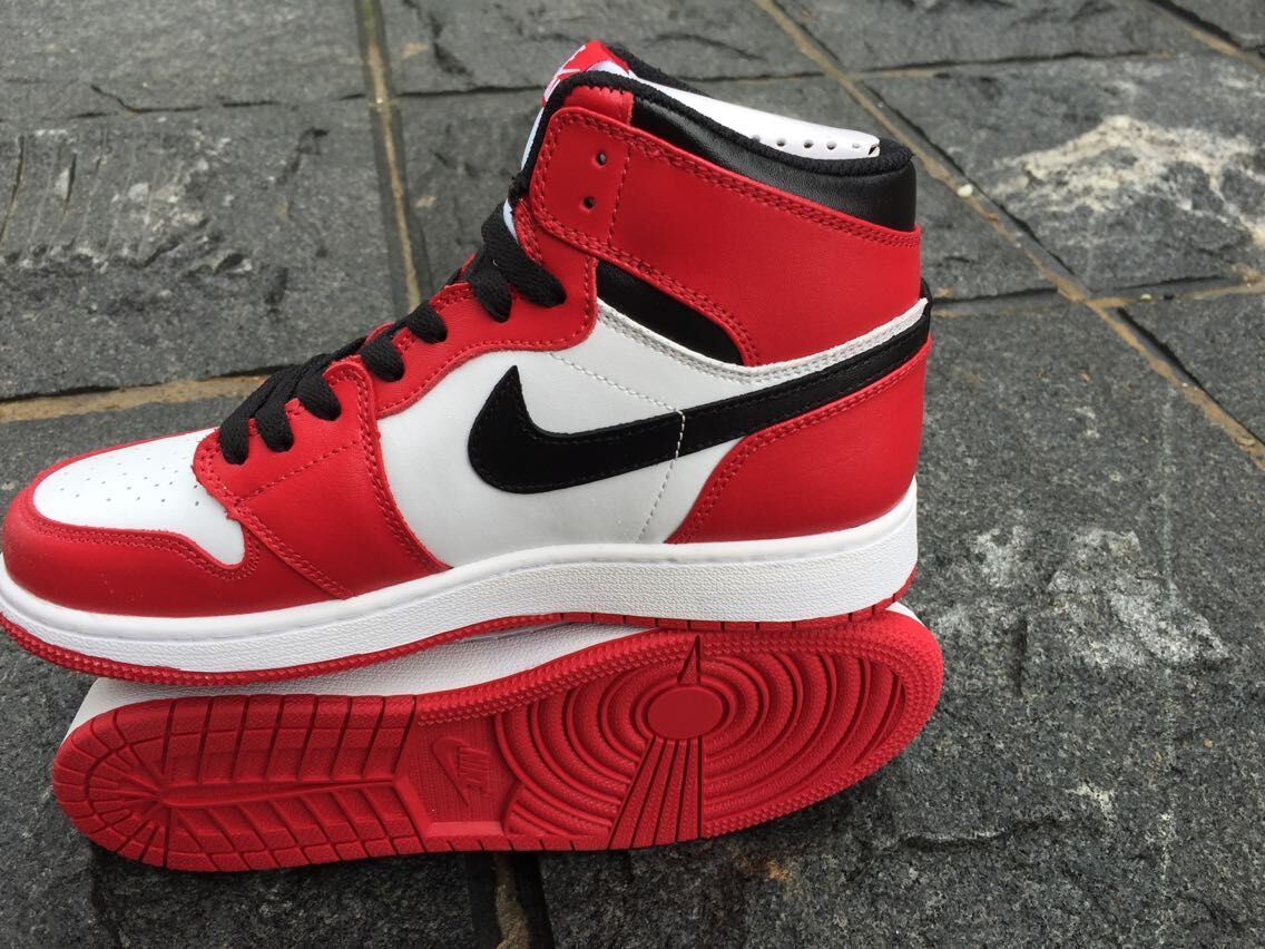 Women's Air Jordan 1 High-Top Sneakers White Black Red - product image from the listing.