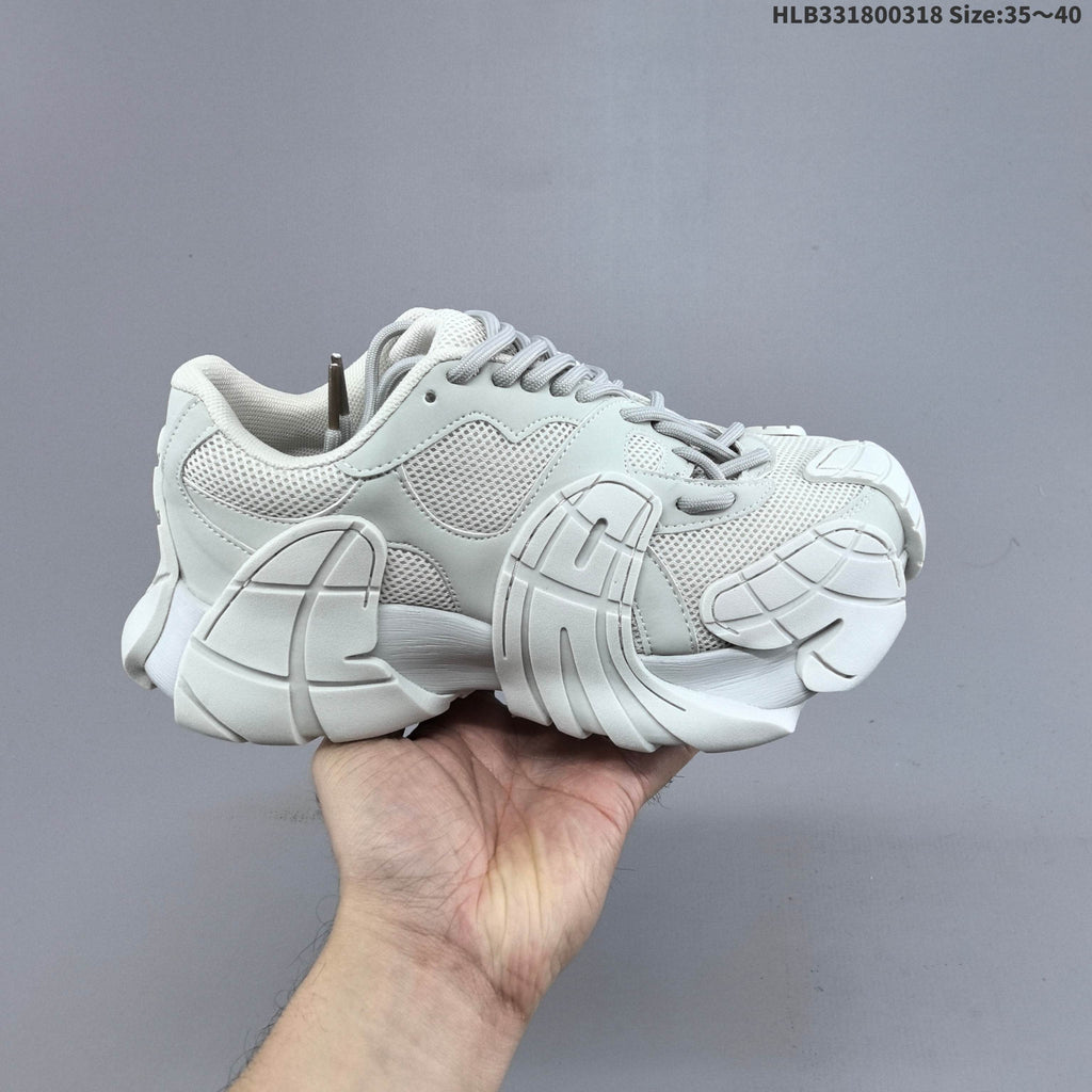 Gray and Pink GG-CC Chunky Platform Sneakers - product image from the listing.