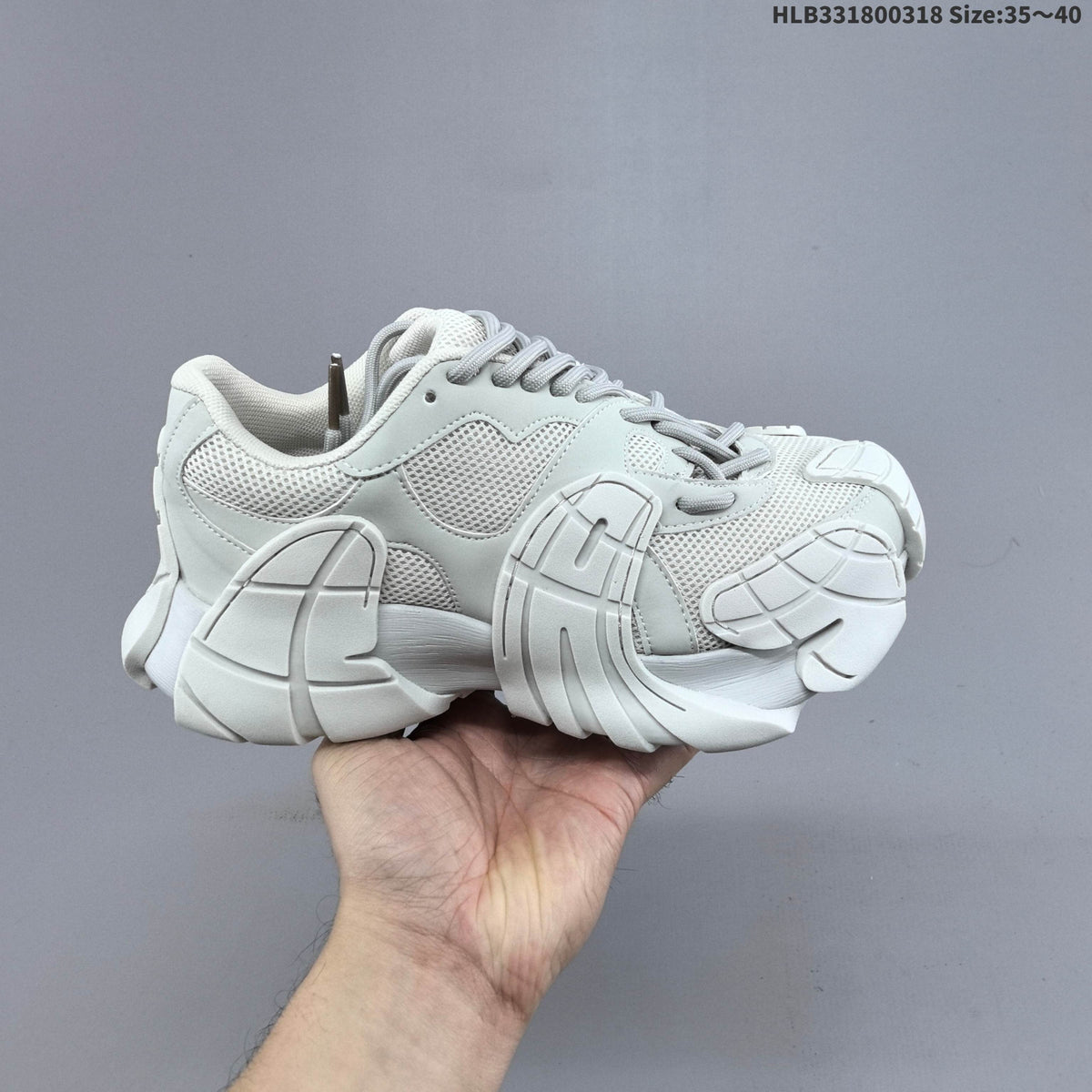 Gray and Pink GG-CC Chunky Platform Sneakers - product image from the listing.