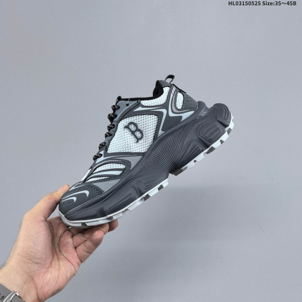 Gray and White MLB Winner Chunky Low-Top Sneakers - product image from the listing.