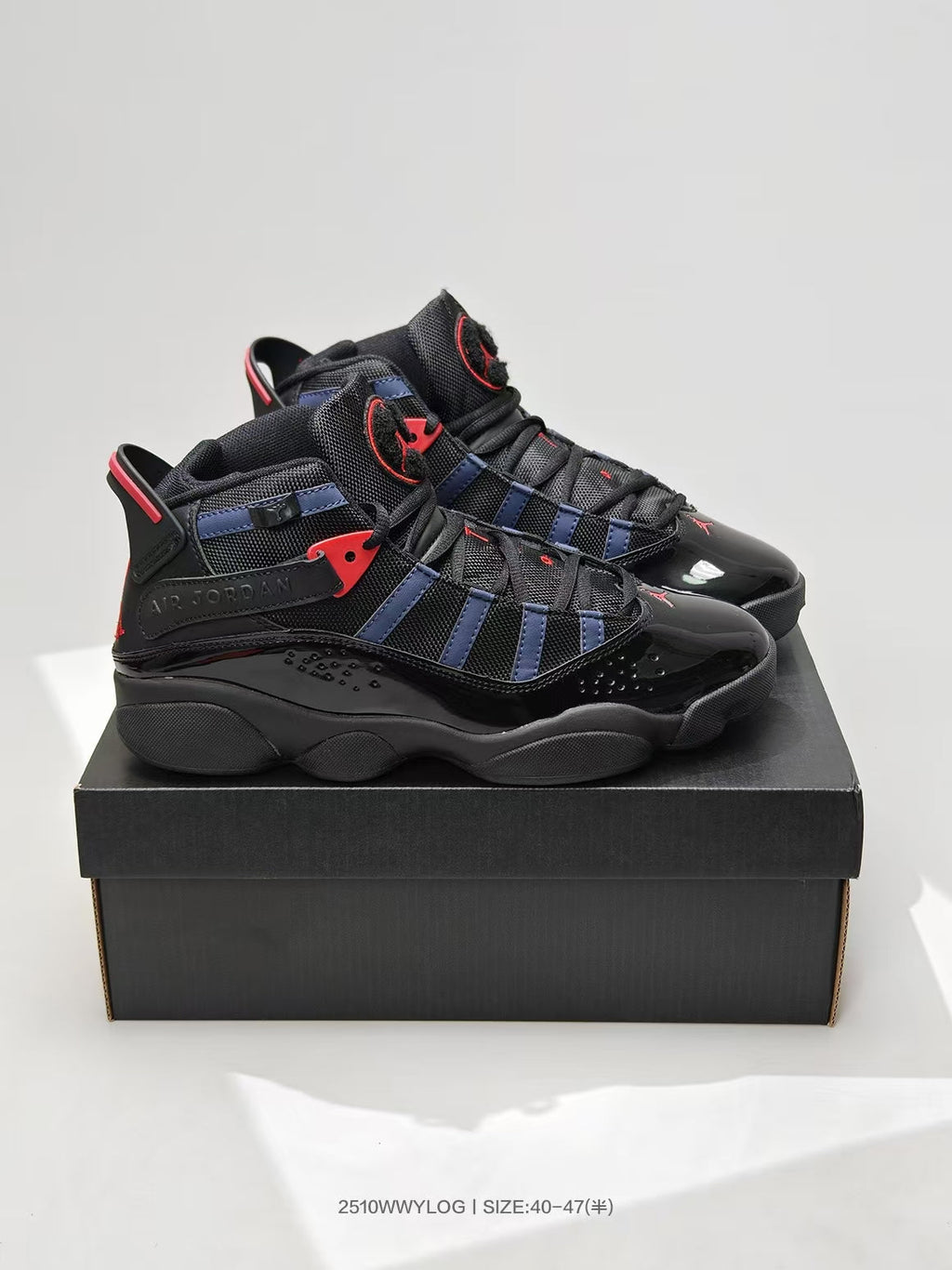 Jordan Six Rings Sneakers in Black Navy Red - product image from the listing.