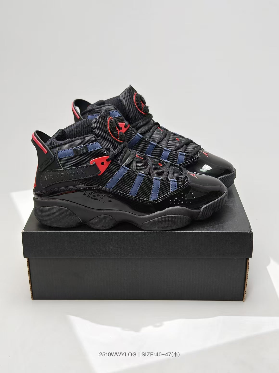 Jordan Six Rings Sneakers in Black Navy Red - product image from the listing.