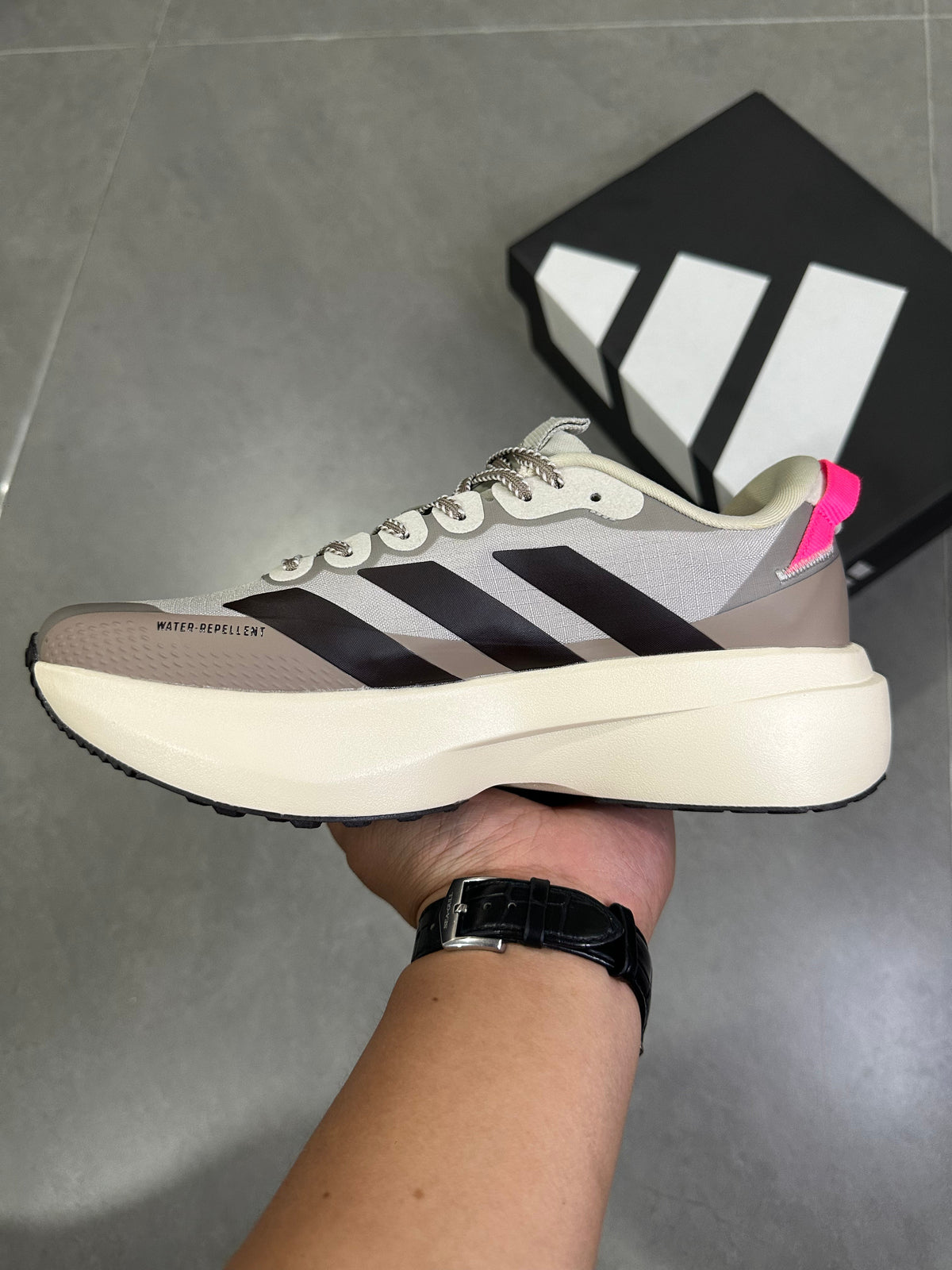 Adidas Adizero SL 2 Running Shoes, in Beige and Black KI5181 - product image from the listing.