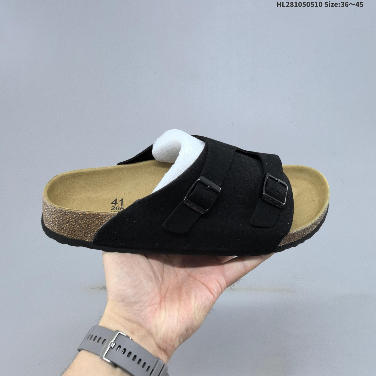 Arizona Two-Strap Slide Sandals Black 1029257 by Birkenstock - product image from the listing.