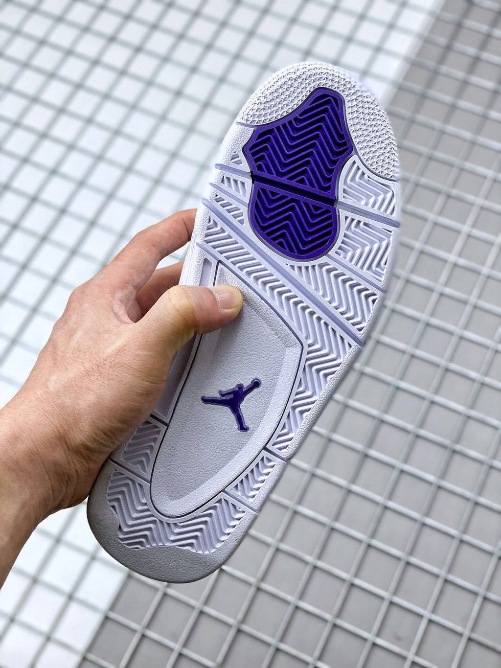 Air Jordan 4 Court Purple White and Purple Sneakers - product image from the listing.