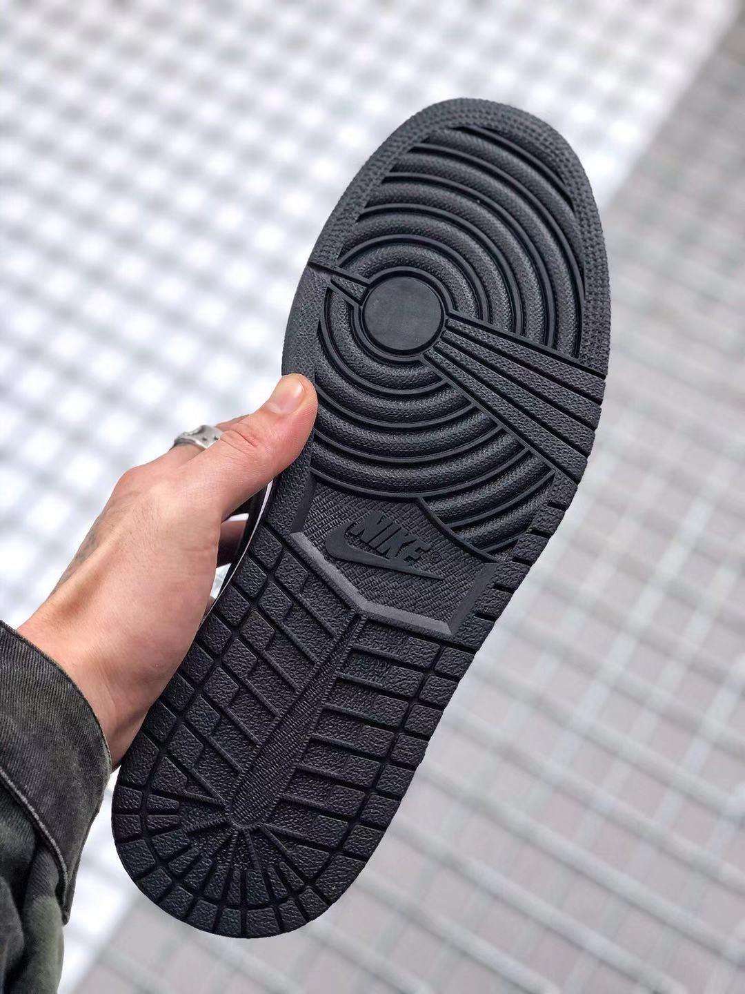 Air Jordan 1 High OG Black Satin Sneakers in Black Red - product image from the listing.
