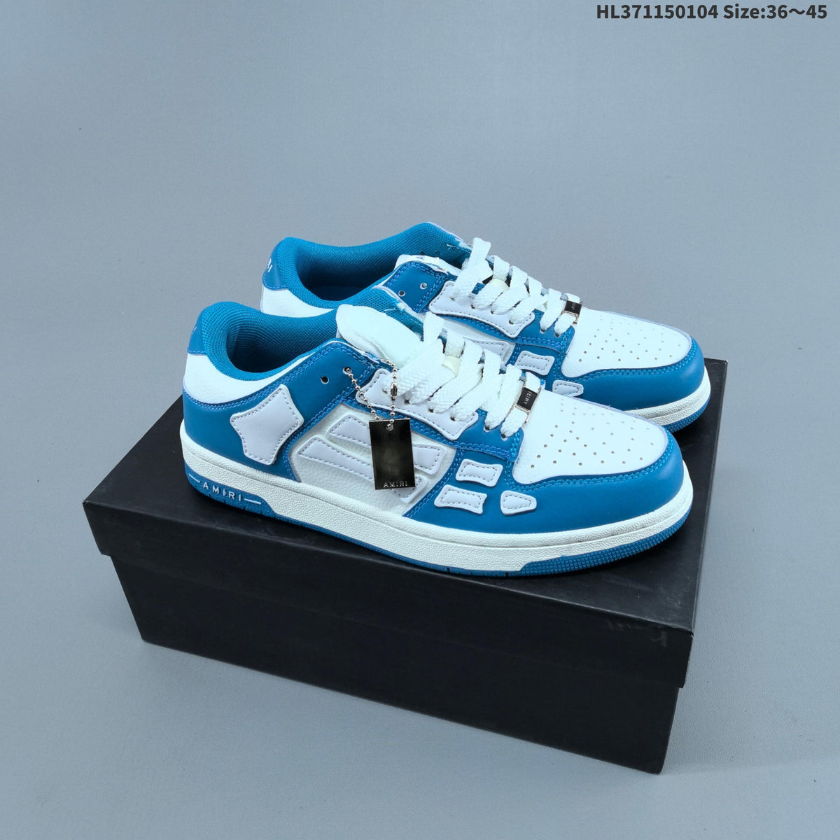 White and Blue AMIRI Skeleton Low-Top Sneakers - product image from the listing.