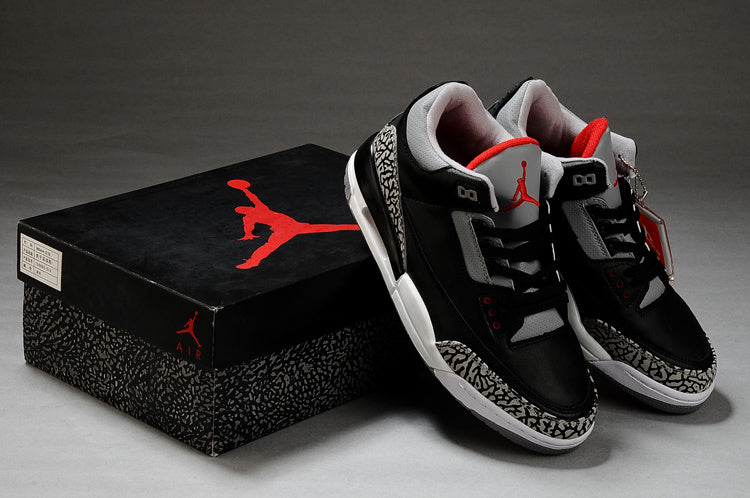 Air Jordan 3 Black Grey Red High-Top Sneakers - product image from the listing.