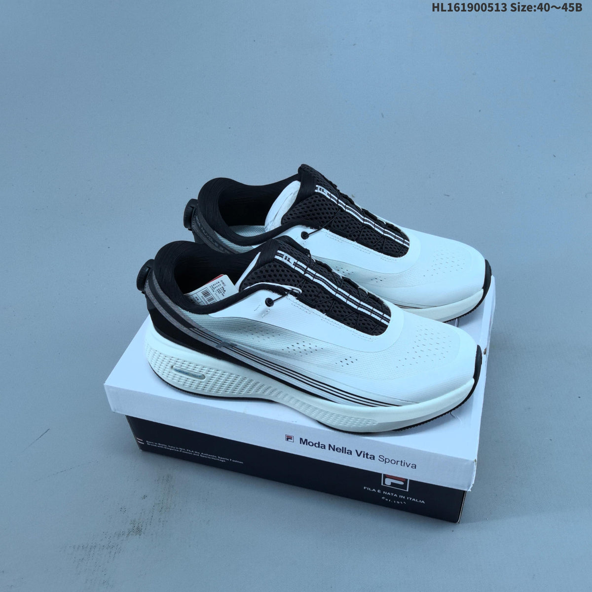 FILA Nuvole Run 3+ Running Shoes, in White and Black - product image from the listing.