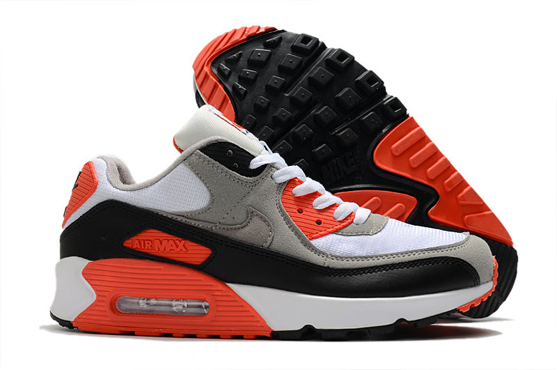 Nike Air Max 90 Sneakers in White Black Grey and Orange - product image from the listing.
