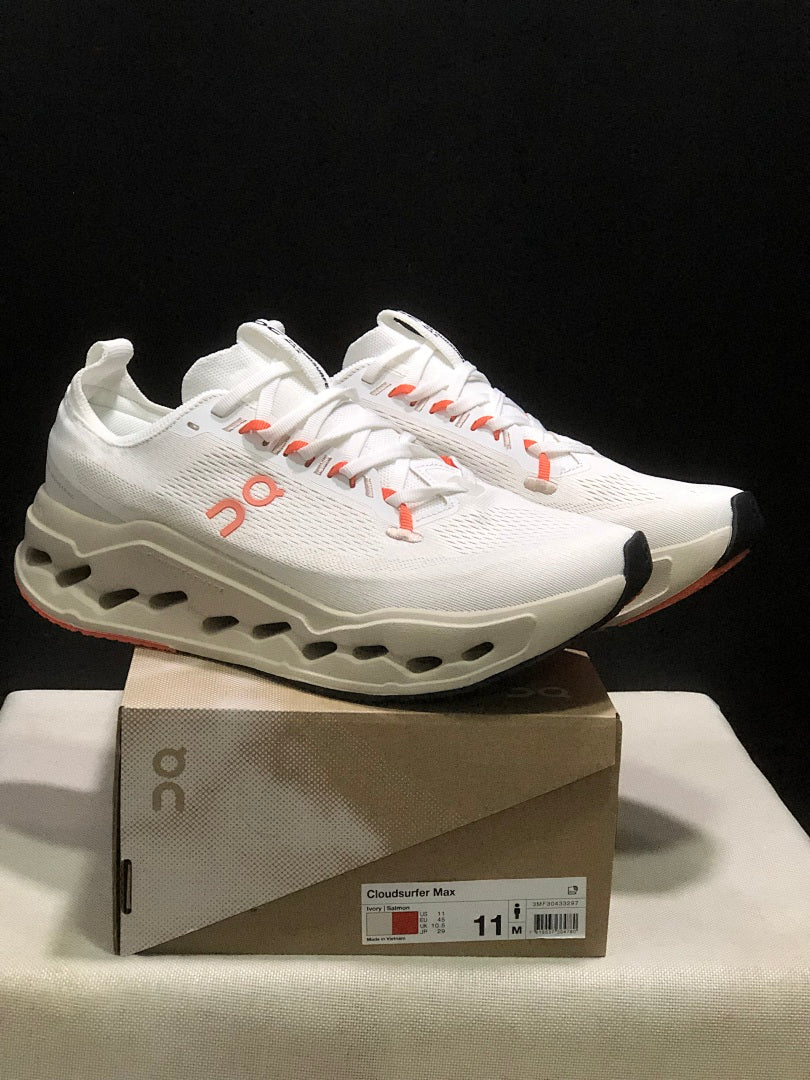 On Cloudsurfer Max Shoes for Running Ivory Salmon - product image from the listing.