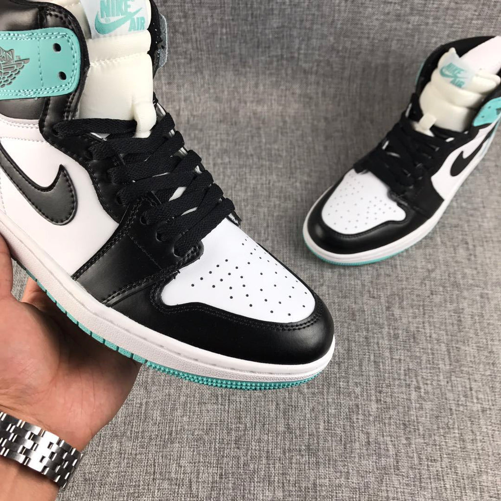 Air Jordan 1 High Mint Green Black White Sneakers - product image from the listing.