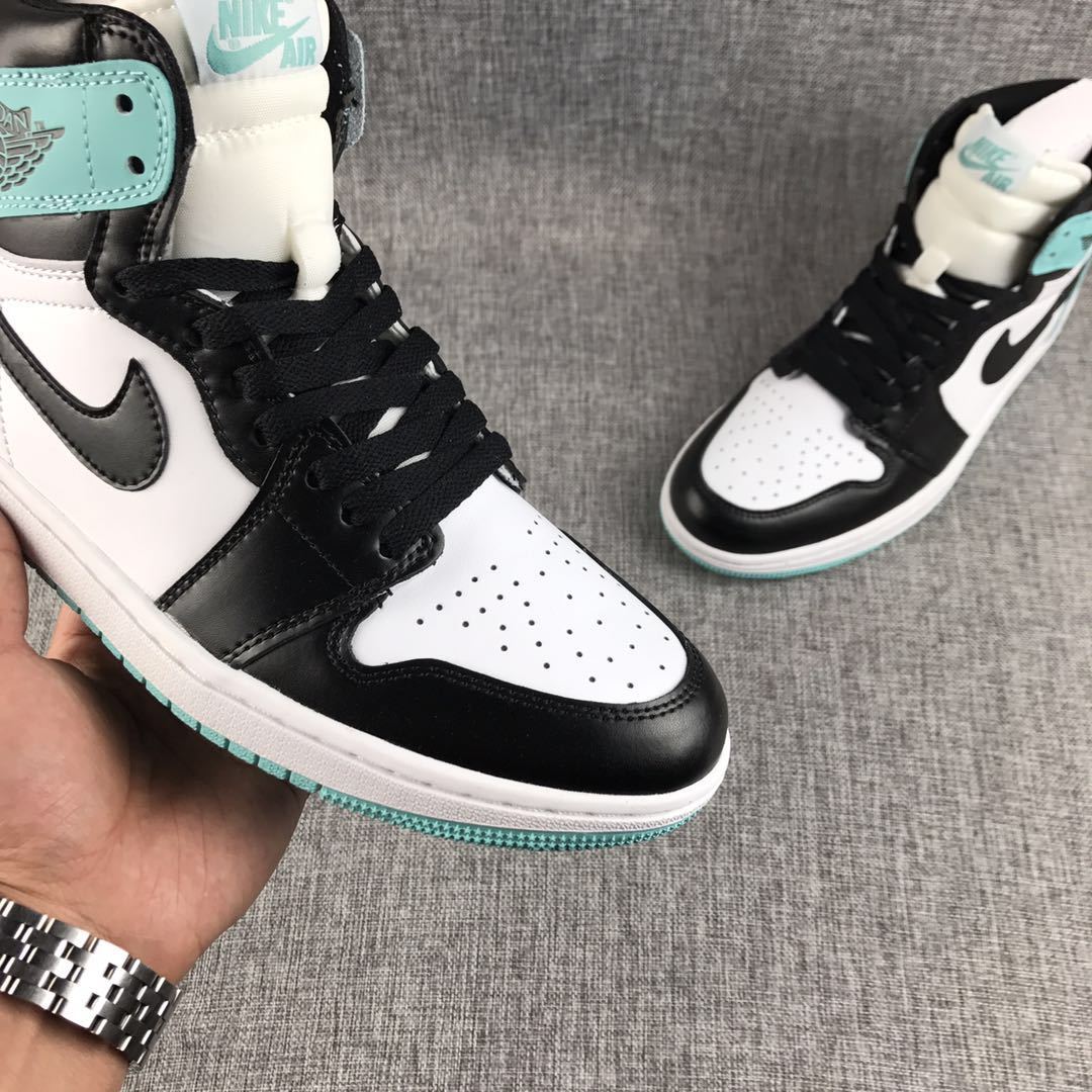 Air Jordan 1 High Mint Green Black White Sneakers - product image from the listing.