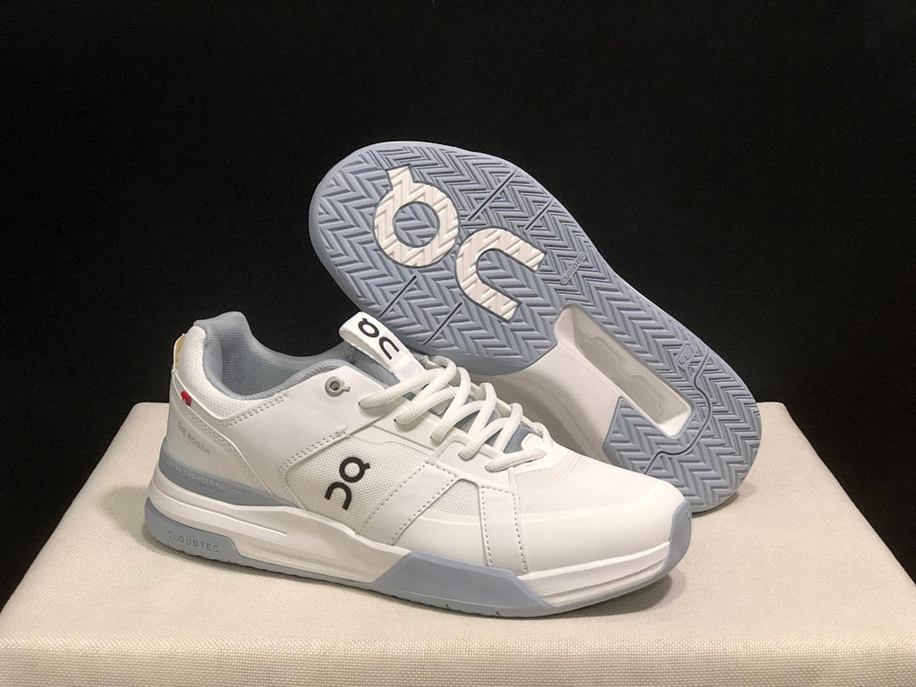 On The Roger Clubhouse Pro Tennis Shoes in White Grey - product image from the listing.