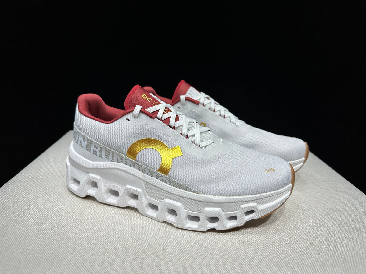 On Cloudmonster 2 Running Shoes in Pearl Ivory Gold - product image from the listing.
