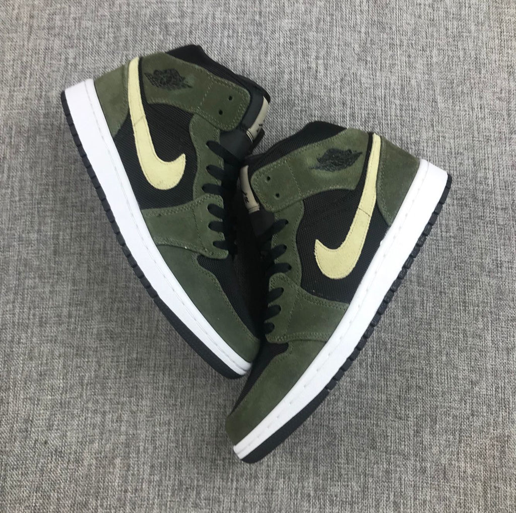 Air Jordan 1 Mid Sneakers in Olive Green BQ6472-030 - product image from the listing.