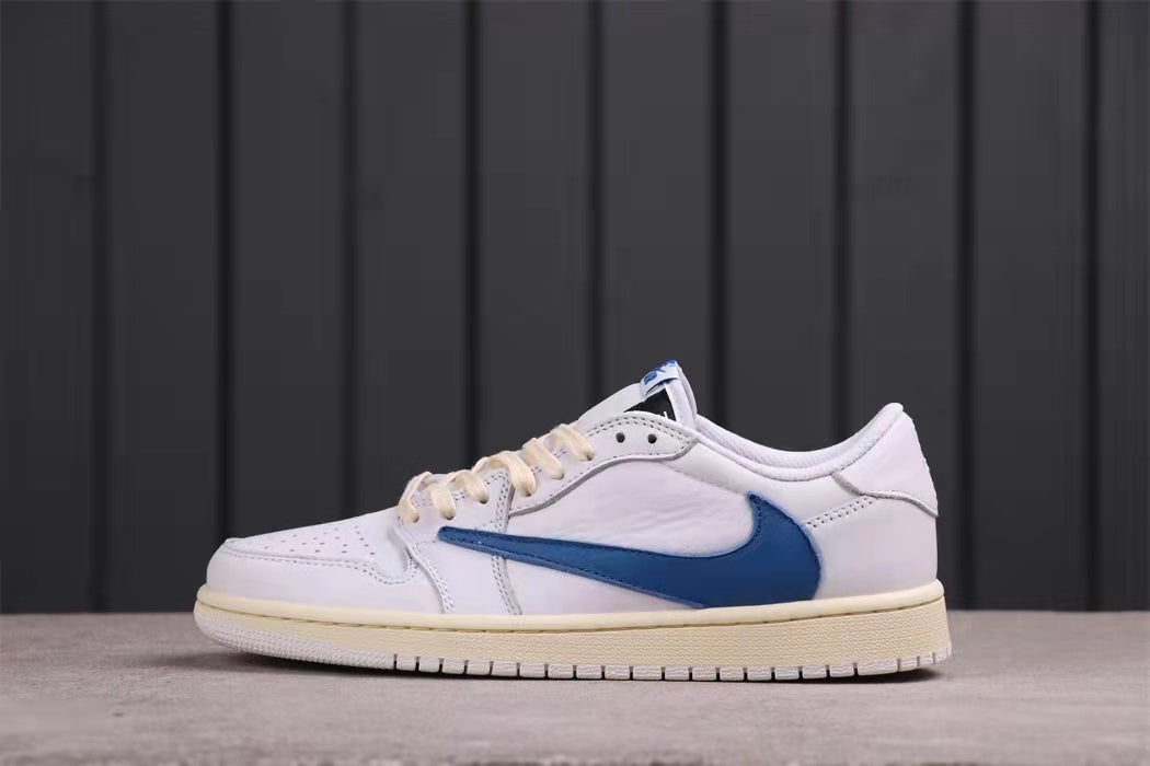 Jordan Travis Scott Air Jordan 1 Low in White Blue DM3277-100 - product image from the listing.