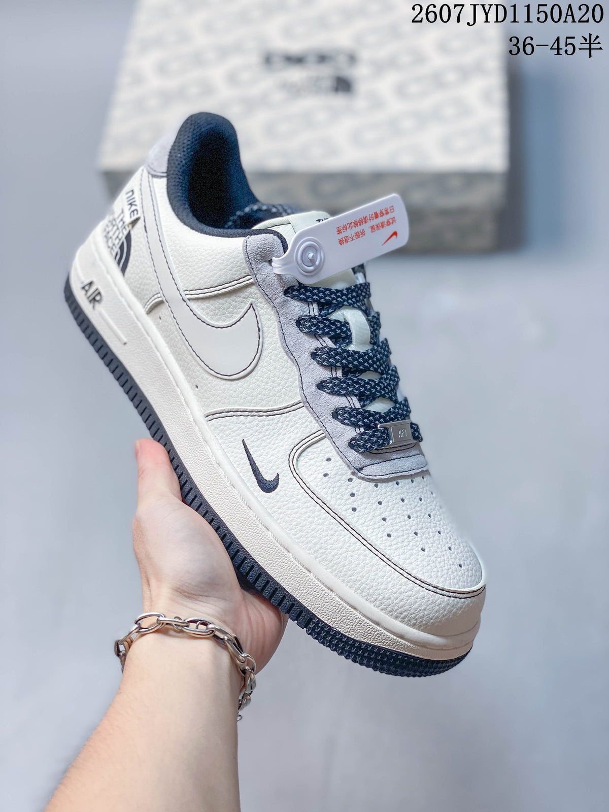 Nike Air Force 1 '07 Low Sneakers in White Navy Gray - product image from the listing.