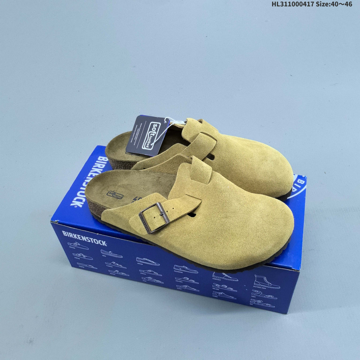 Suede Birkenstock Boston Clog-Style Sandals - product image from the listing.