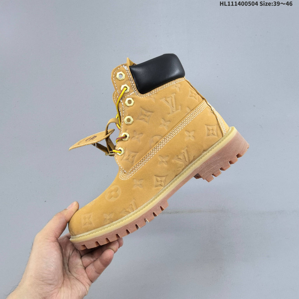 Timberland 6-Inch Style High-Cut Boots, Wheat Monogram - product image from the listing.
