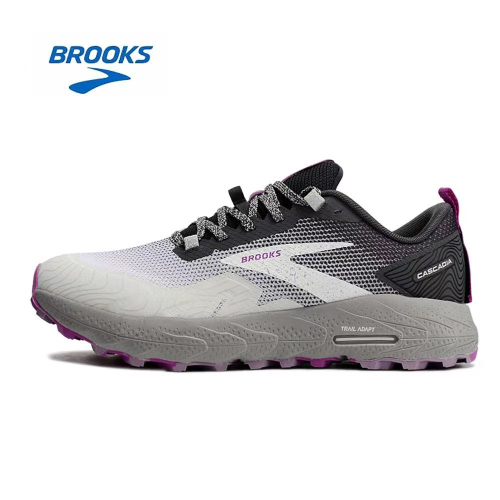 Gray and Purple Brooks Cascadia 17 Trail Running Shoes - product image from the listing.