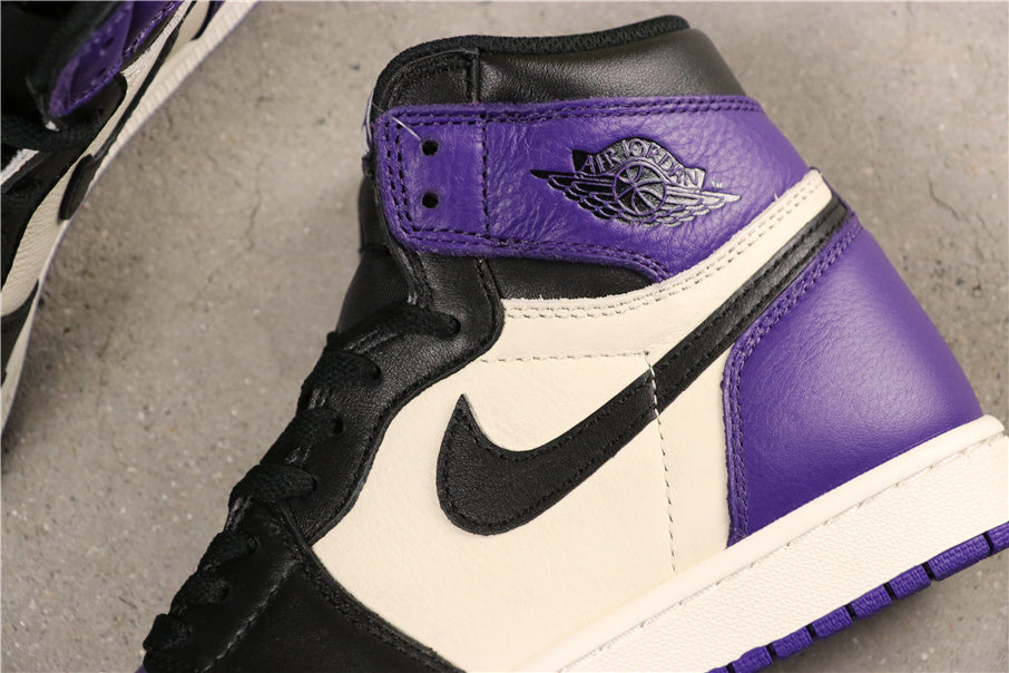 Air Jordan 1 Retro High OG Court Sneakers in Purple 555088-501 - product image from the listing.