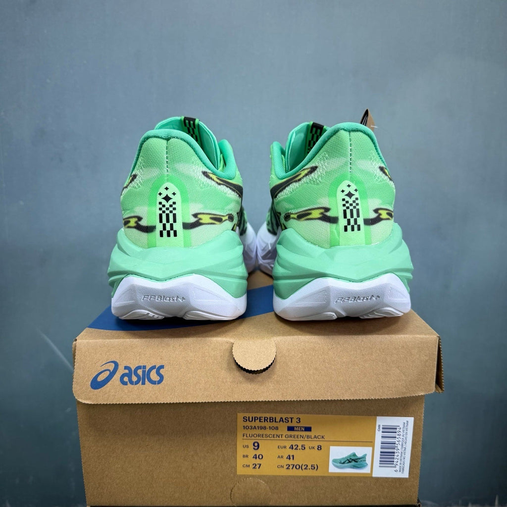 ASICS Superblast 3 Shoes for Running Fluorescent Green/Black - product image from the listing.