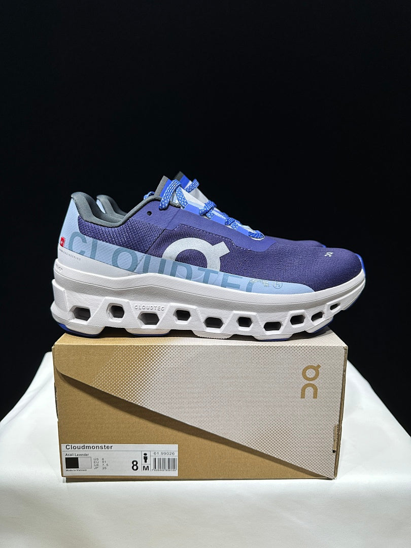 On Cloudmonster Running Shoes, in Navy and White - product image from the listing.