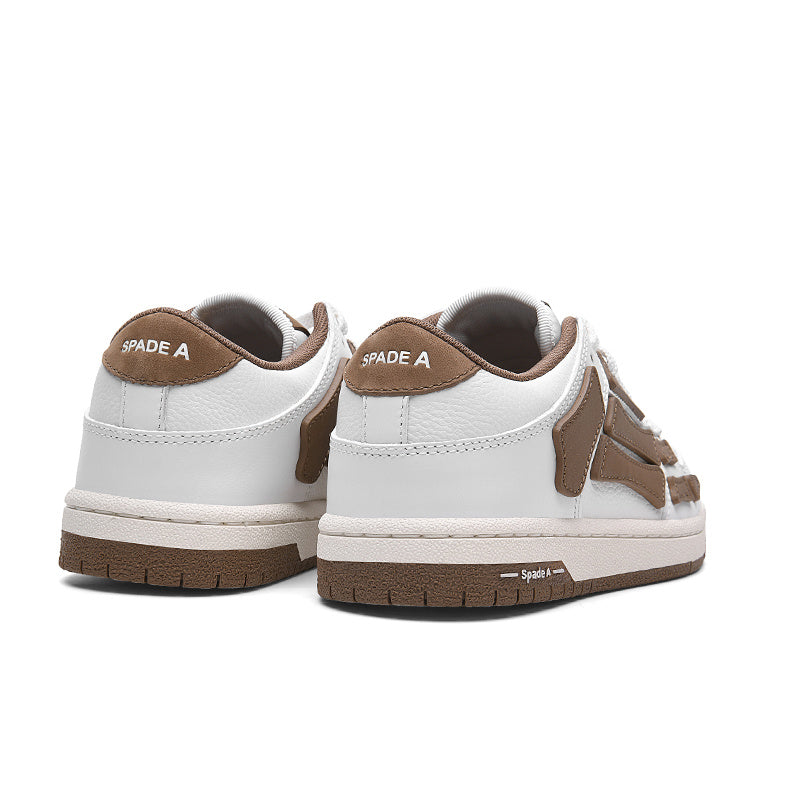 White and Brown Spade A Low-Cut Sneakers MFS003-126 - product image from the listing.