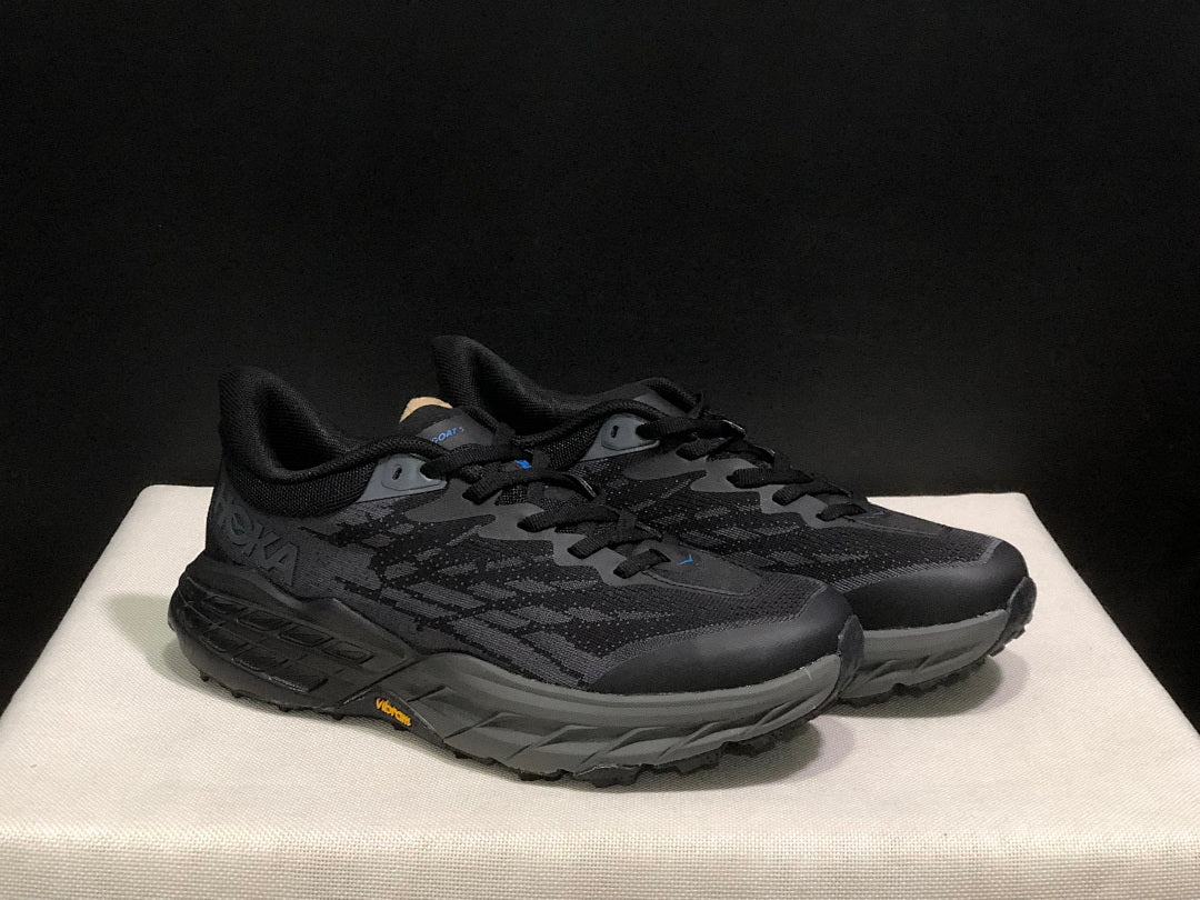 HOKA Speedgoat 5 Trail Running Shoes in Black - product image from the listing.