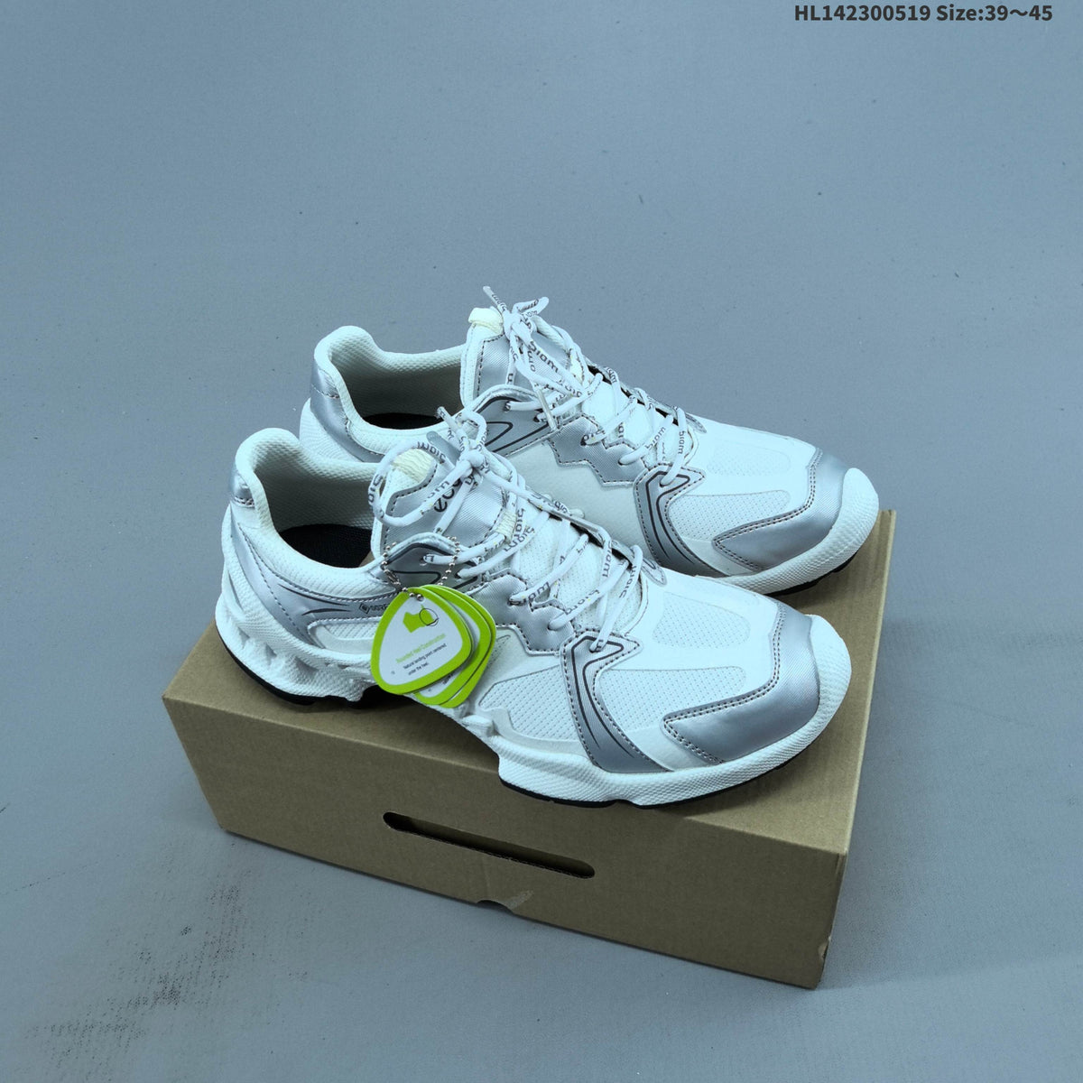 ECCO Biom C-Trail Low-Top Sneakers, in White and Silver - product image from the listing.
