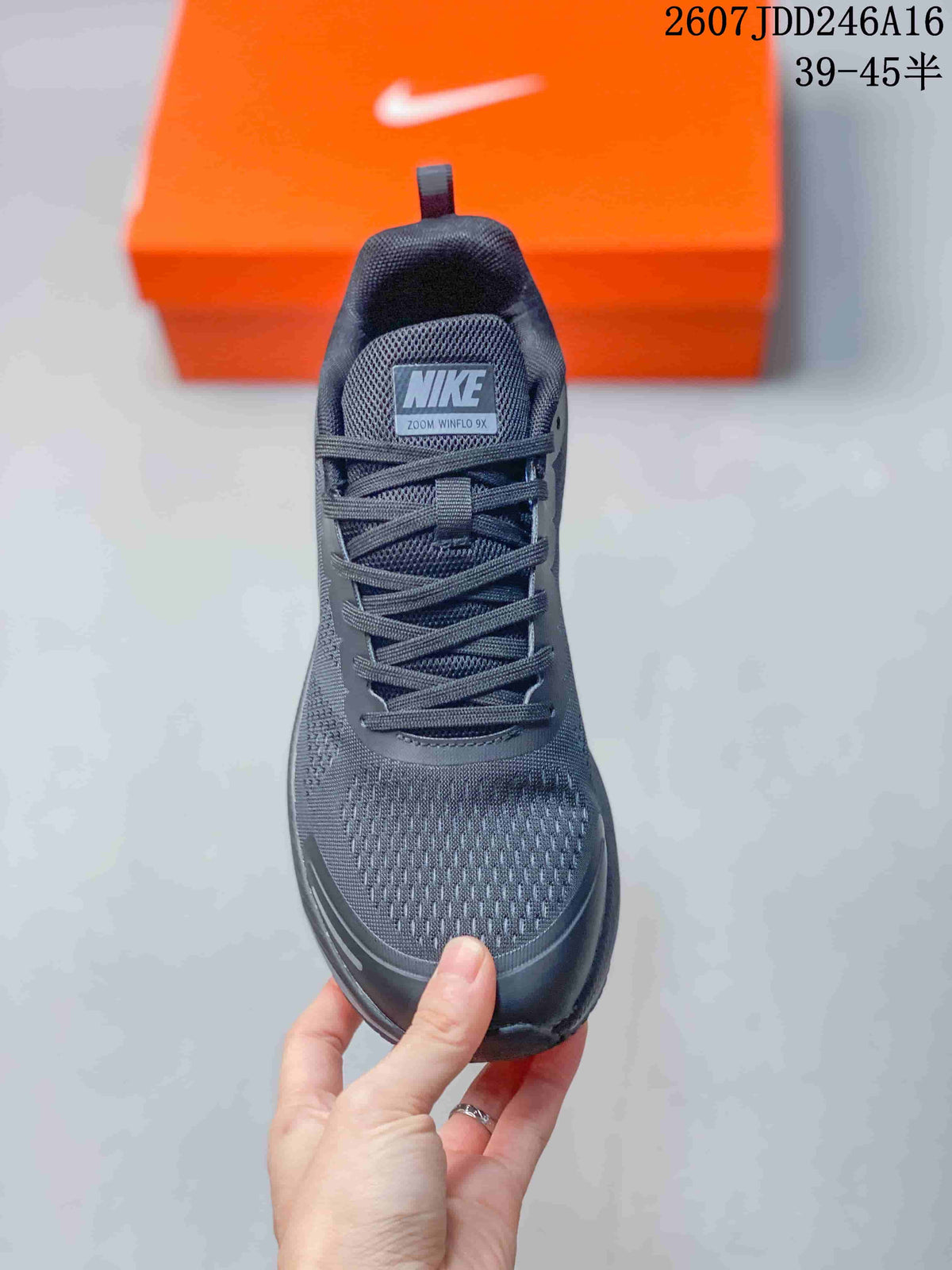 Black Nike Zoom Winflo 9X Running Shoes - product image from the listing.