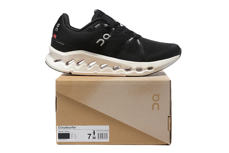 On Cloudsurfer Running Sneakers in Black White - product image from the listing.