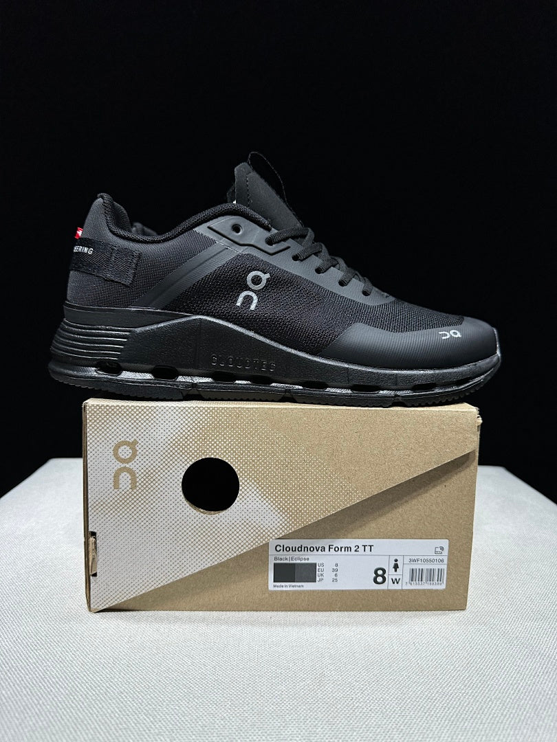 On Cloudnova Form 2 TT Trainers in Black and Eclipse - product image from the listing.